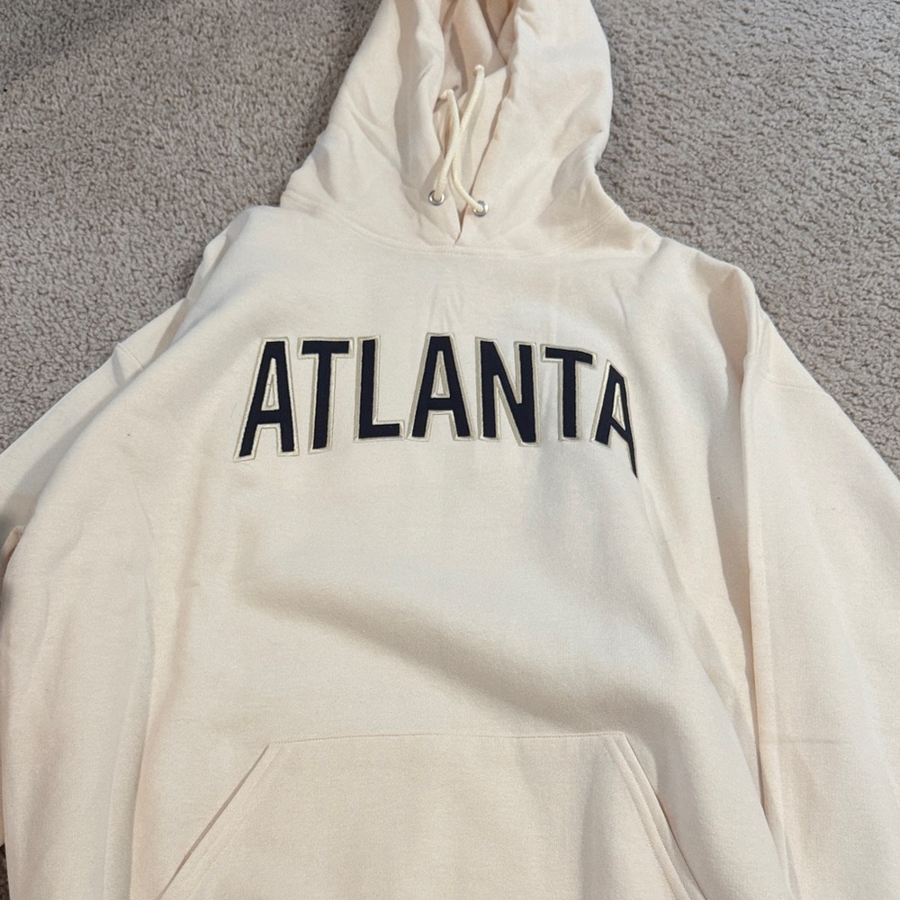 Cream Hoodie with Black Lettering